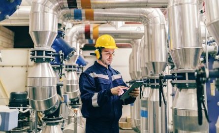 worker in thermal heat power plant