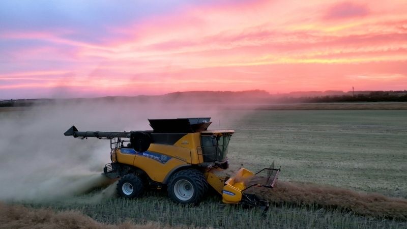Combine in a field