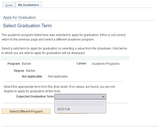 select term screen