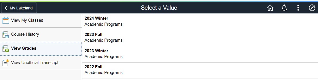 view grades screen